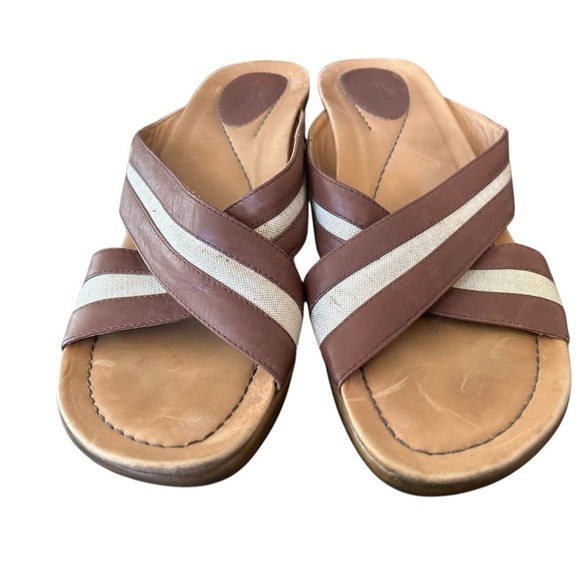 Dansko Neeci Women's Wedge Sandal Brown Leather Canvas Size eu‎ 42 - Picture 1 of 15